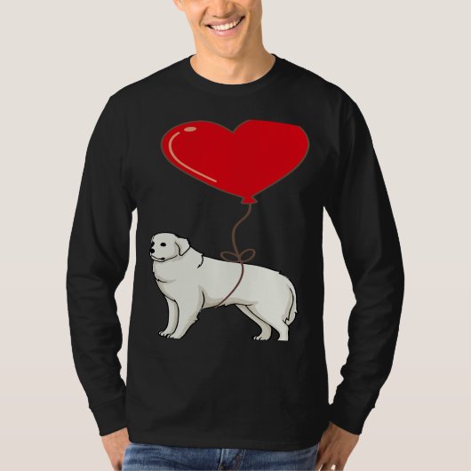 Great Pyrenees With Heart Balloon Valentines Day L Tシャツ (正面)