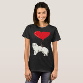 Great Pyrenees With Heart Balloon Valentines Day L Tシャツ (正面フル)