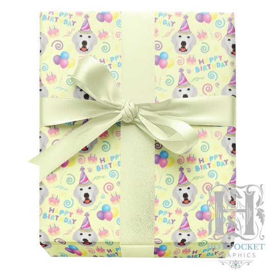 Great Pyrenees Wrapping Paper Yellow ラッピングペーパー