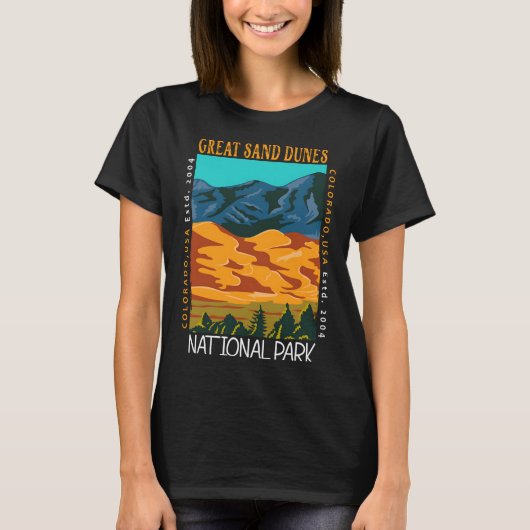 Great Sand Dunes National Park Colorado Distressed Tシャツ (正面)