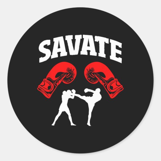 Great Savate Boxing Design Kick Mma Kickboxing ラウンドシール (正面)