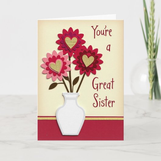 Great Sister Heart Flowers Card カード (正面)