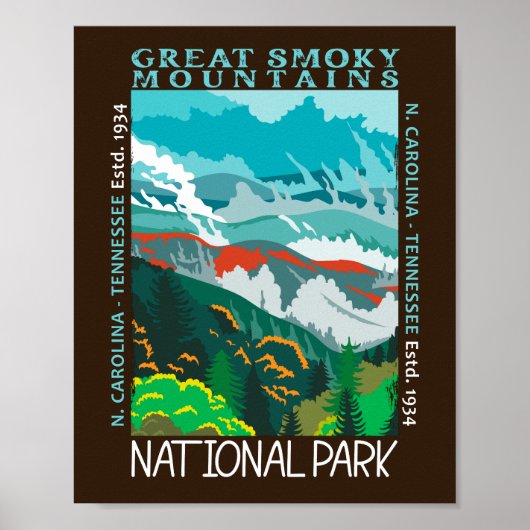  Great Smoky Mountains National Park Distressed  ポスター (正面)
