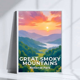 Great Smoky Mountains National Park Watercolor ポスター