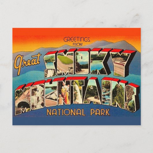 Great Smoky Mountains Park Retro Postcard ポストカード (正面)