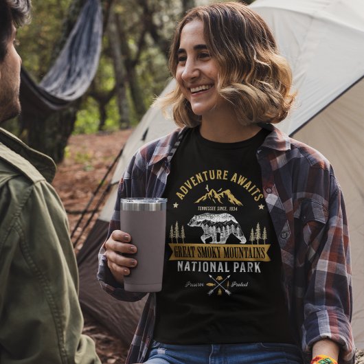 Great Smoky Mountains Retro Woodland Scene トライブレンドTシャツ