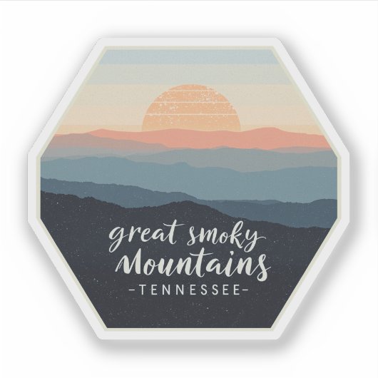 Great Smoky Mountains Tennessee Vintage Sunset シール (正面)
