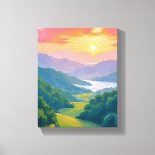 Great Smoky Mountains Travel Painting キャンバスプリント (正面)