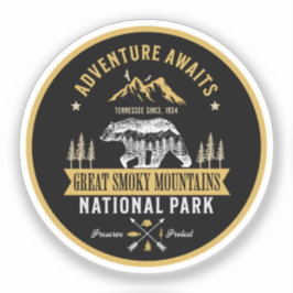 Great Smoky Mountains Vintage Forest Landscape シール