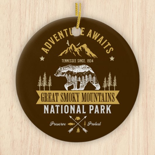 Great Smoky Mountains Vintage Forest Landscape セラミックオーナメント