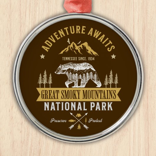 Great Smoky Mountains Vintage Forest Landscape メタルオーナメント