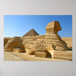 Great Sphinx of Giza with Khafre pyramid - Egypt ポスター