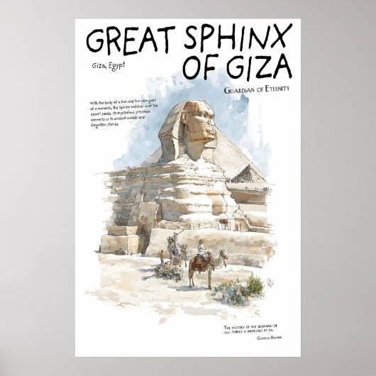 Great Sphinx Poster  Giza Egypt Landmark  Ancient ポスター (正面)