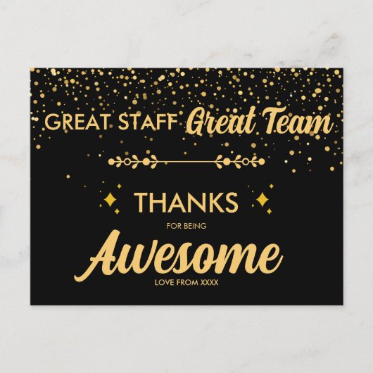 Great Team Great Staff Thank You Postcard |Employe ポストカード (正面)