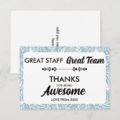 Great Team Great Staff Thank You Sign | 従業員  サンキューカード (正面/裏面)