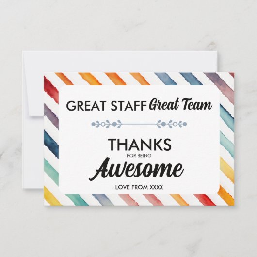 Great Team Great Staff Thank You Sign | Employee  サンキューカード (正面)