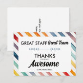 Great Team Great Staff Thank You Sign | Employee  サンキューカード (正面/裏面)