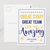 Great Team Great Staff Thank You Sign | Employee  ポストカード (正面/裏面)