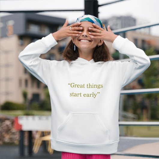 Great Things Start Early | ミニマリスト赤いセリフ体 パーカ