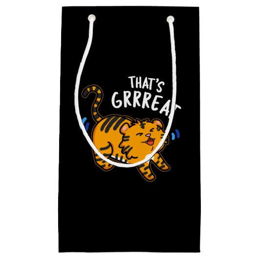 Great Tiger Growl おもしろい Pun Dark BG スモールペーパーバッグ (正面)