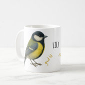 Great Tit Mug – Personalized Garden Bird Illustrat コーヒーマグカップ (正面左)
