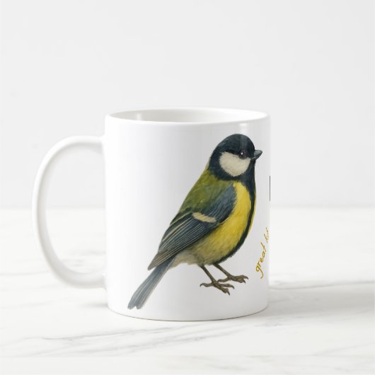 Great Tit Mug – Personalized Garden Bird Illustrat コーヒーマグカップ (左)