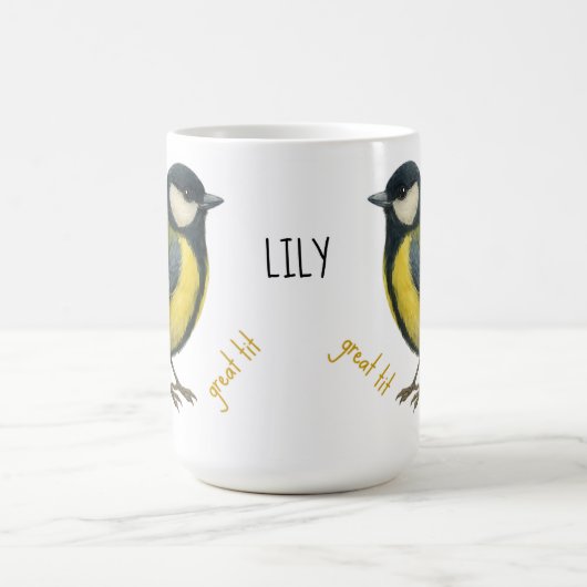 Great Tit Personalized Bird Mug コーヒーマグカップ (中央)