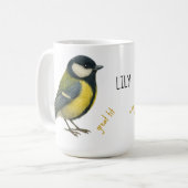 Great Tit Personalized Bird Mug コーヒーマグカップ (正面左)