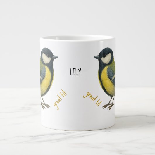 Great Tit Personalized Bird Mug ジャンボコーヒーマグカップ (正面)