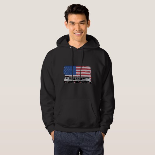 Great Train Lover Model Trains USA Flag  パーカ (正面フル)