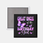 Great Uncle Of The Birthday Girl Butterfly Family  マグネット (正面/裏面)