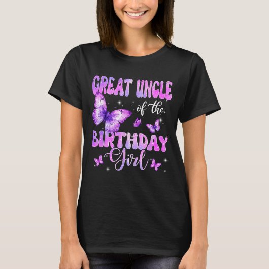 Great Uncle Of The Birthday Girl Butterfly Family  Tシャツ (正面)