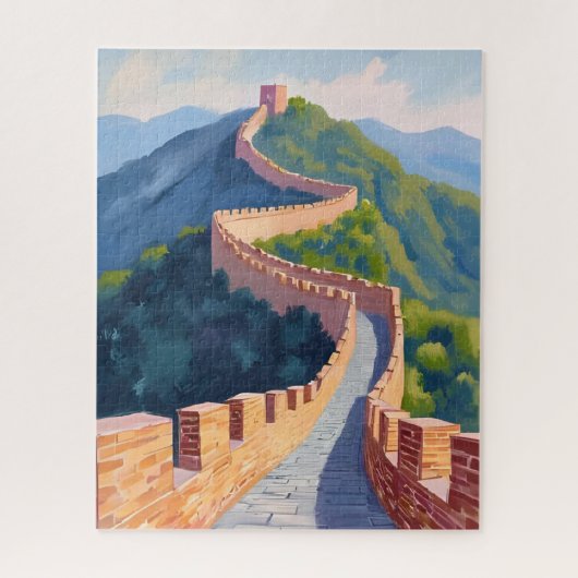 Great Wall of China Painting Watercolor  ジグソーパズル (縦)