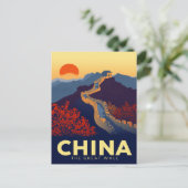 Great Wall of China Sunset ポストカード (スタンド正面)