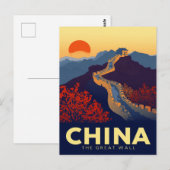 Great Wall of China Sunset ポストカード (正面/裏面)