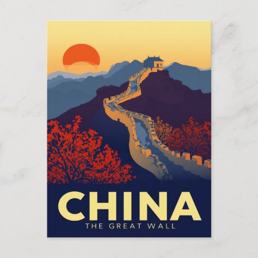 Great Wall of China Sunset ポストカード (正面)