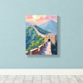 Great Wall of China | Travel Painting キャンバスプリント (インサイチュ (ウッドフロア))