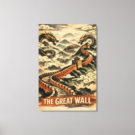 Great Wall of China Vintage Travel キャンバスプリント (正面)