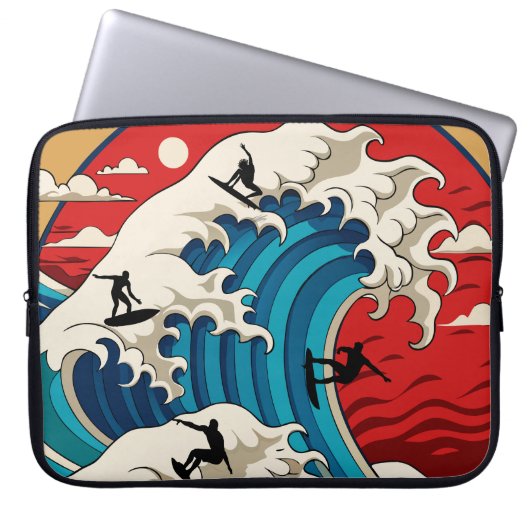 great wave hokusai ラップトップスリーブ (正面)