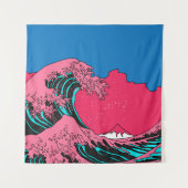 Great Wave in Vaporwave Pop Art style. View on the タペストリー (正面)