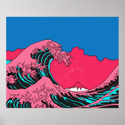 Great Wave in Vaporwave Pop Art style. View on the ポスター (正面)