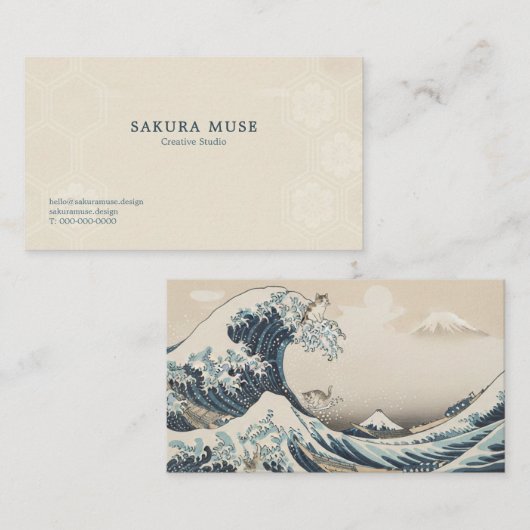 Great Wave Inspired Japanese Business Card  名刺 (正面/裏面)