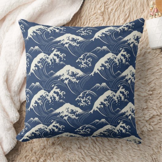Great Wave Mandala – Seamless Japanese-Inspired Oc クッション (ブランケット)