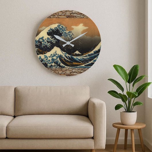 Great Wave Off Kanagawa Japanese Ukiyo-e Art  ラージ壁時計