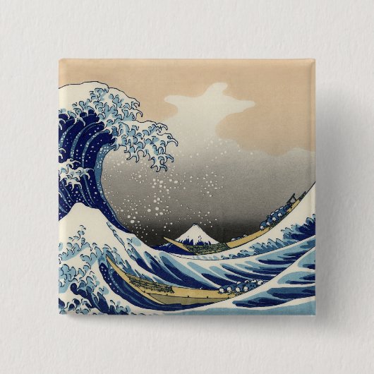 Great Wave off Kanagawa & Mount Fuji Japan Sea 缶バッジ (正面)