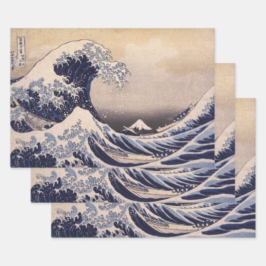 Great Wave Off the Coast of Kanagawa by Hokusai ラッピングペーパーシート (セット)