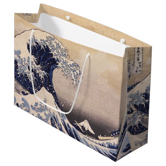 Great Wave Off the Coast of Kanagawa by Hokusai ラージペーパーバッグ (正面アングル)