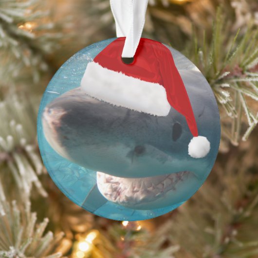 Great White Christmas Sharks with Santa Hat 2-in-1 オーナメント (ツリー)