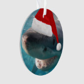 Great White Christmas Sharks with Santa Hat 2-in-1 オーナメント (正面)