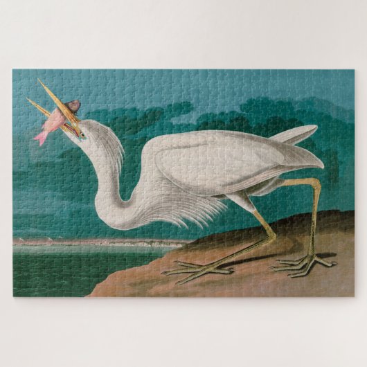 Great White Heron Birds of America Audubon Print ジグソーパズル (横)